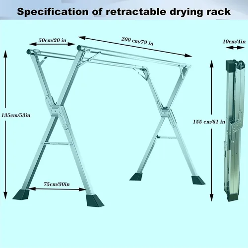 Vista 7 de Clothes Drying Rack Folding Indoor,Garment Racks for Hanging Clothes Heavy Duty,Laundry Standing Shelf,Stainless Steel Laundry Stand,Saves