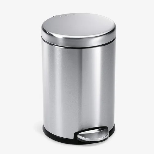 Vista 7 de simplehuman - Cubo de basura redondo para baño de 1.2 galones / 4.5 litros, de acero inoxidable cepillado
