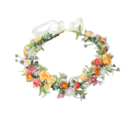 Vista 25 de Corona floral para mujer, diadema floral para el cabello, corona de flores, halo bohemio, fiesta, baile de graduación, fotos