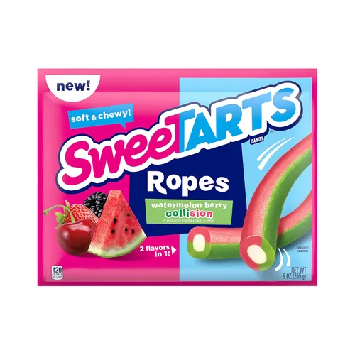 Vista 16 de SweeTARTS Cuerdas, dulces, sandía Berry Collision, suave y masticable, 9 oz