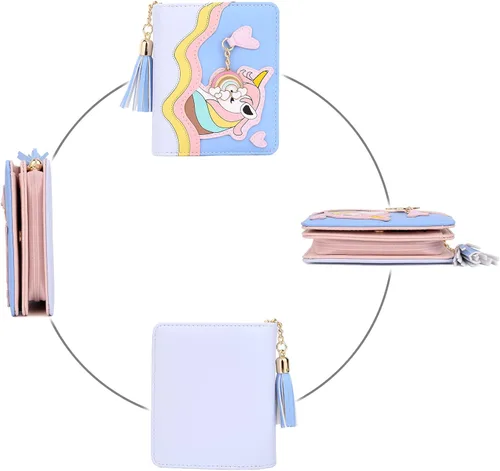 Vista 4 de UTO Wallet for Girls Cute Leather Vegan Small Women Tassel Pendant Card Holder Kawaii Coin Purse 1166