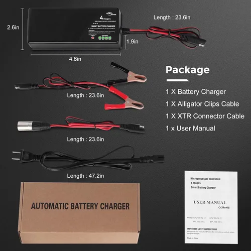 Vista 8 de ULTRAPOWER - Cargador de batería LiFePO4 de 14.6 V 10 A, cargador de batería inteligente para baterías LFP de 12 V y batería de plomo ácido