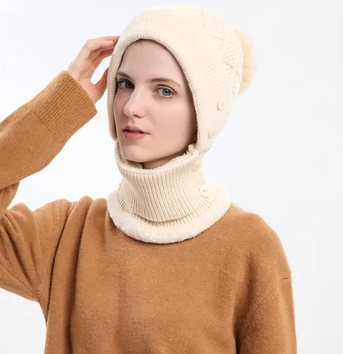 Vista 5 de Pasamontañas para mujer, visera de una sola pieza, gorro de cráneo, bufanda de cuello, bufanda de esquí, nieve, invierno, gorro de forro polar