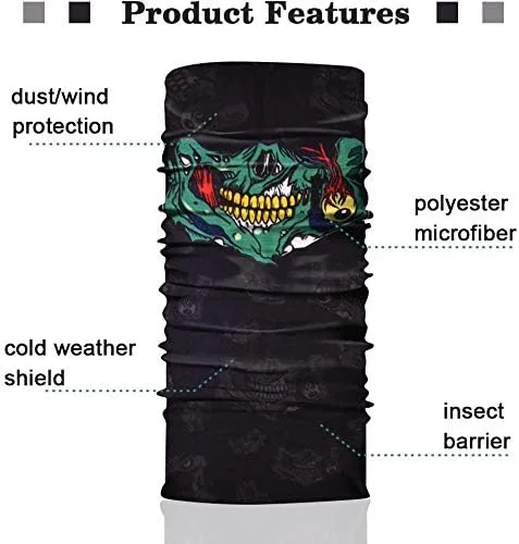 Vista 4 de Paquete de 3 bandanas de calavera para hombres, polainas de cuello para mujeres, máscara facial para motocicleta, protección contra el polvo