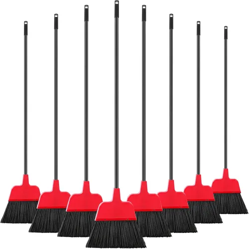 Vista 7 de 8 escobas para exteriores para limpieza de suelos de 54 pulgadas, escoba comercial resistente, mango largo, escobas angulares para barredora Negro