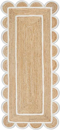 Vista 12 de Alfombra bohemia de yute con patrón festoneado (2 x 3 pies, negro)