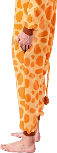 Vista 6 de Spooktacular Creations Pijama unisex de jirafa para adultos, pijama de felpa con sombrero y cola para fiesta de disfraces de Halloween