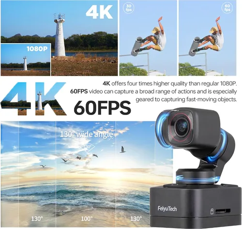 Vista 4 de Feiyu Pocket 3 Cámara cardán desmontable inalámbrica de 3 ejes con zoom - 1/2.3 pulgadas CMOS, 130 ° FOV, 4K 60 FPS, seguimiento AI, estabilizador