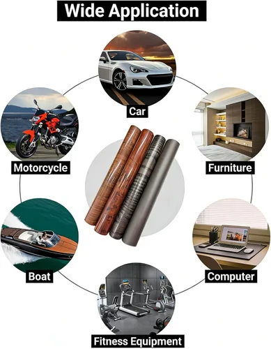 Vista 7 de Vinilo autoadhesivo de grano de madera de alto brillo para el interior del automóvil, calcomanías autoadhesivas de película DIY, rollo impermeable