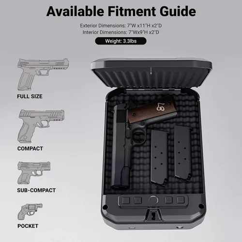 Vista 5 de MAXSafes - Caja fuerte portátil para pistolas con huellas dactilares, caja fuerte para armas con llaves, acceso rápido, biométrica inteligente