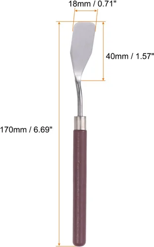 Vista 2 de HARFINGTON Cuchillo de paleta de 0.709 in de ancho de cuchillo de cabeza plana Mango de madera maciza de acero inoxidable, raspador de mezcla