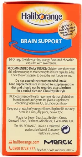 Vista 8 de Haliborange Omega-3 para niños con vitaminas 90 cápsulas masticables de naranja