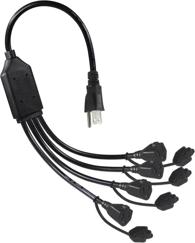 Vista 16 de Cable de extensión de alimentación para exteriores de 18 pulgadas, divisor de 3 vías, cable de alimentación de 1 a 3 salidas divisores, cable