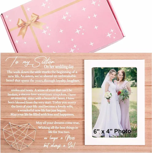Vista 15 de Regalo de marco de fotos de boda para dama de honor de la novia, despedida de soltera, ducha nupcial para mejores amigas, hermana, mejor amiga - "Él