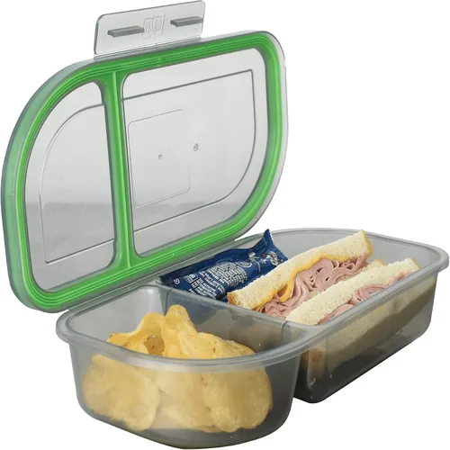 Vista 8 de MyGo Container - Contenedor pequeño de 3 compartimentos para llevar, 8" x 8" x 2-1/2", reutilizable, apto para microondas, certificado NSF