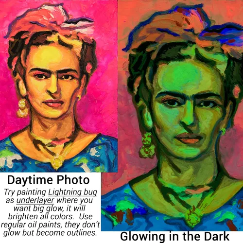 Vista 3 de Pintura al óleo profesional que brilla en la oscuridad Artista Pintura al óleo luminiscente fosforescente autoluminosa Glow Cubed