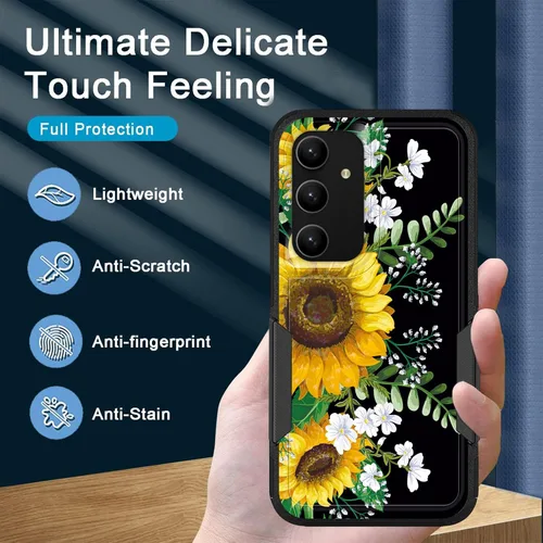 Vista 104 de Funda para Galaxy A14 5G, resistente de doble capa híbrida de policarbonato duro, goma suave, a prueba de golpes, funda protectora resistente