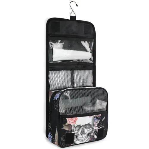 Vista 3 de AUUXVA JOYPRINT - Neceser colgante para maquillaje, bolsa de cosméticos, organizador de viaje para baño, grande, para mujeres y niñas, Multi 19