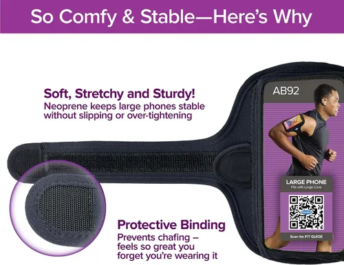 Vista 4 de Tune Belt AB92 Brazalete para teléfono celular para correr, compatible con iPhone 17/16/15/14/13 Pro Max, Plus, Samsung Galaxy Ultra/Plus/Note