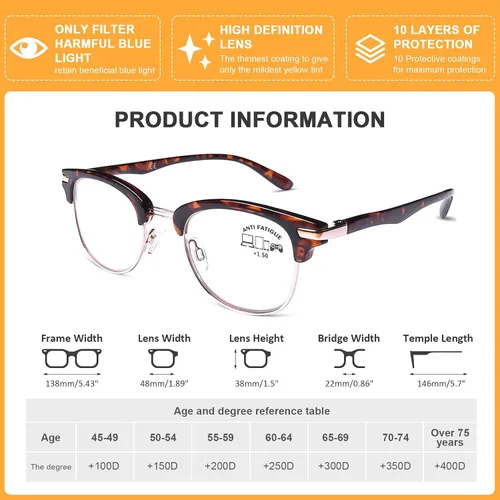 Vista 2 de DOOViC 4 Pack Blue Light Blocking Reading Glasses Fashion & Classic Style Computer Readers for Women Men