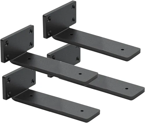 Vista 19 de Paquete de 4 soportes de estante flotantes de 4 pulgadas, soporte de estante oculto de 1/5 pulgadas de grosor, soportes de metal de hierro