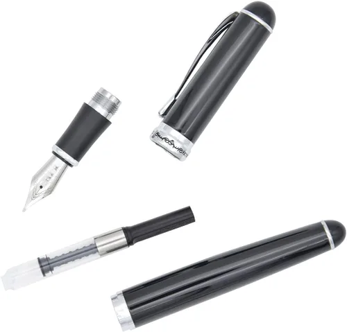 Vista 6 de Gullor Pluma estilográfica ejecutiva avanzada Jinhao 750 negro brillante con plata