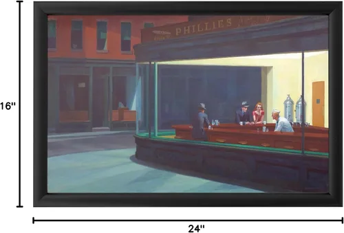 Vista 5 de Trademark Fine Art Edward Hopper 'Nighthawks' - Caja de luz LED retroiluminada con marco de metal, lista para colgar con cubierta acrílica