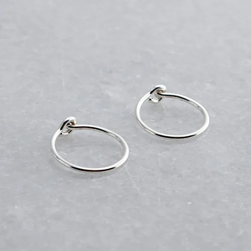 Vista 6 de Aretes de plata de ley abiertos para cartílago, tragus, delgados, calibre 22