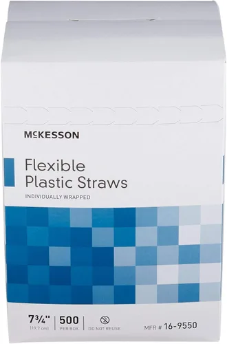 Vista 7 de McKesson Pajitas de plástico flexibles, envueltas individualmente, 7 3/4 pulgadas, 500