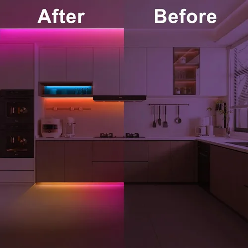 Vista 6 de Tatazone Tira de luz LED COB Bluetooth RGB+IC de 6.56 pies con aplicación, tira de luz COB de persecución, control segmentado, sincronización