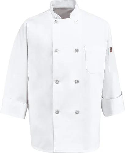 Vista 2 de Bata de chef para hombre con ocho botones transparentes, de Chef Designs