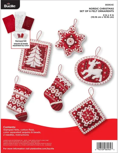 Vista 8 de Bucilla Kit de apliques de fieltro, kit de adornos navideños de 6 piezas, bajo el mar