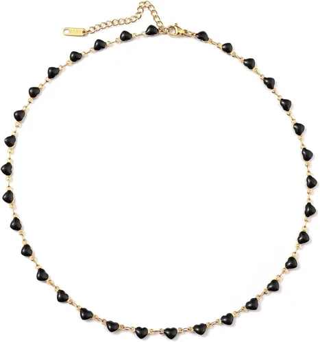Vista 79 de Gargantilla con cuentas para mujer, chapada en oro de 18 quilates, gargantilla delicada para mujer