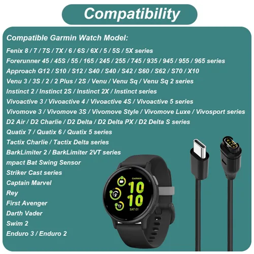 Vista 7 de Cable de carga Kissmart para reloj Garmin