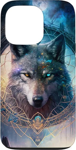 Vista 10 de Wolf Mystical Surreal Fantasy Funda para iPhone 17
