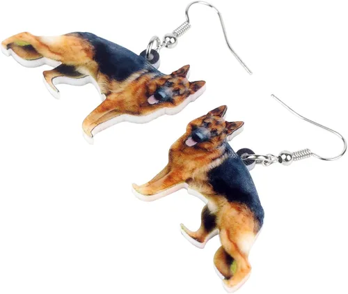 Vista 4 de DUOWEI German Shepherd Dog Earrings Acrylic Pets Drop Dangle Jewelry Party Birthday Gifts for Women Teen Girls Kids