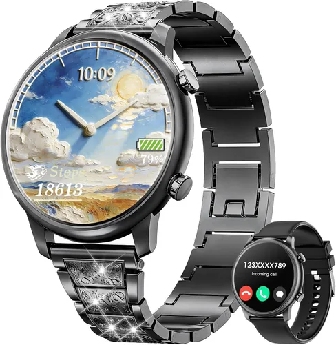 Vista 8 de Hwagol Relojes inteligentes para mujer, teléfonos Android compatibles con iPhone (llamada Bluetooth), monitor de ritmo cardíaco y sueño, 100 modos