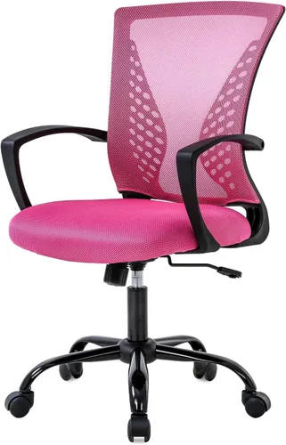 Vista 9 de Silla de oficina en casa, silla de escritorio ergonómica, silla de computadora de altura ajustable con soporte lumbar, reposabrazos de malla, silla