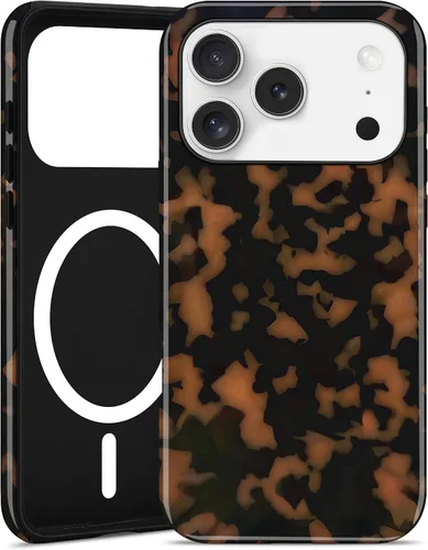 Vista 64 de Jusy Compatible con MagSafe Brown Tortoise Shell Print Phone Case para iPhone 7/8/SE, funda protectora magnética de lujo de TPU suave