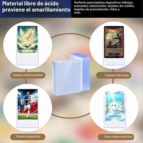 Vista 3 de 200 fundas para tarjetas de primera calidad para tarjetas intercambiables, protectores de plástico duro de calidad de archivo de 35 puntos