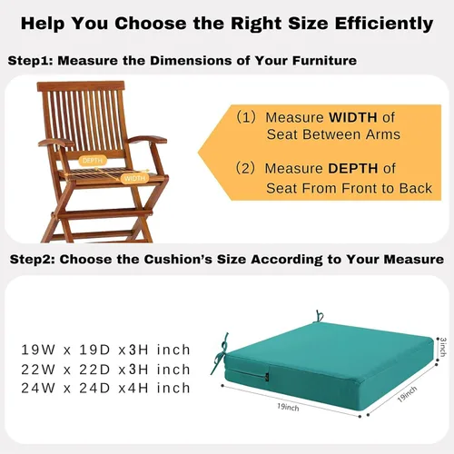 Vista 7 de idee-home Juego de 2 cojines para sillas de exterior, cojines de asiento impermeables para muebles de patio, almohadilla de repuesto para silla