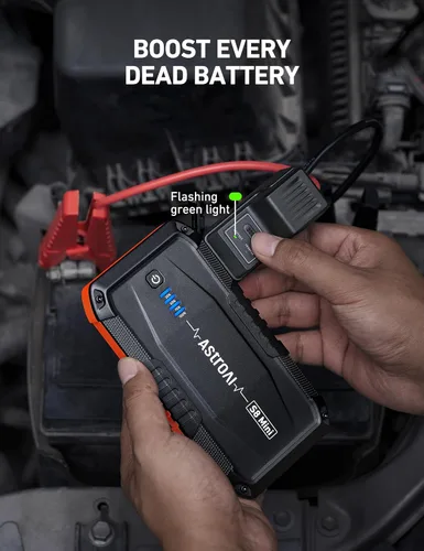 Vista 3 de AstroAI S8 Mini Arrancador de Batería de Coche Portátil, Arrancador de Coche Portátil de 12V para Motores de Gasolina de hasta 6.0L/Diésel de 3.0L