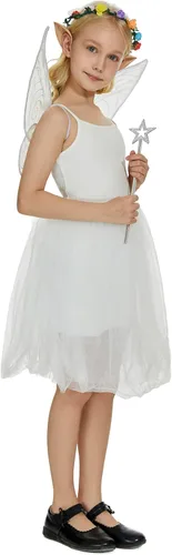 Vista 3 de CISMARK Halloween Butterfly Fairy Angel Wings Set(wings+elf ears+ fairy wand+flower garlands) for girls adult women