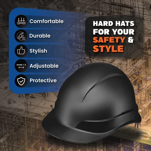 Vista 2 de ACERPAL Casco duro OSHA de color sólido sin ventilación estilo gorra con suspensión de 6 puntos