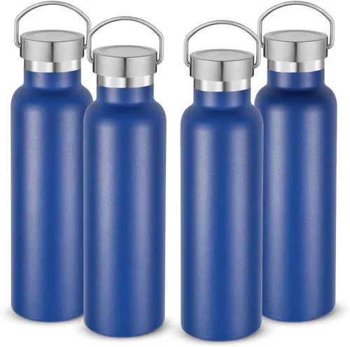 Vista 27 de Neihepal Botellas de agua de acero inoxidable negras, botella de viaje de doble pared con aislamiento al vacío de 20 onzas con tapa a prueba