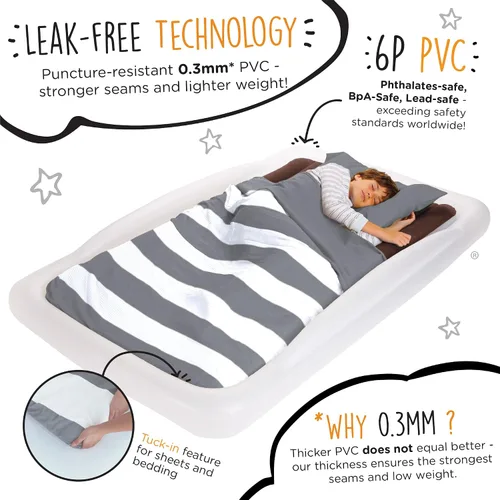 Vista 10 de The Shrunks Colchón inflable / cama portátil para viaje o uso doméstico, color blanco, tamaño individual, 78 pulgadas x 43 pulgadas