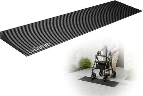 Vista 18 de LIEKUMM Rampa de umbral de goma de elevación de 3/8 pulgadas, rampa antideslizante de capacidad de carga de 1500 libras para puertas, rampa de goma