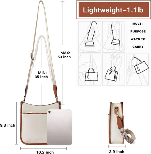 Vista 3 de Telena Monederos cruzados para mujer, de piel vegana, de moda, con correa ajustable para guitarra
