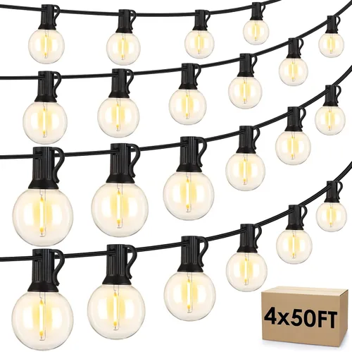 Vista 13 de Mlambert - Cadena de luces para exteriores de 50 pies, luces de globo G40 para patio con 25+2 bombillas LED impermeables y a prueba de roturas