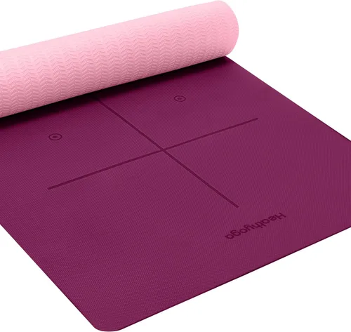 Vista 8 de Heathyoga Tapete de Yoga Antideslizante Ecológico, Sistema de Alineación Corporal, Material TPE Certificado por SGS - Superficie Texturizada